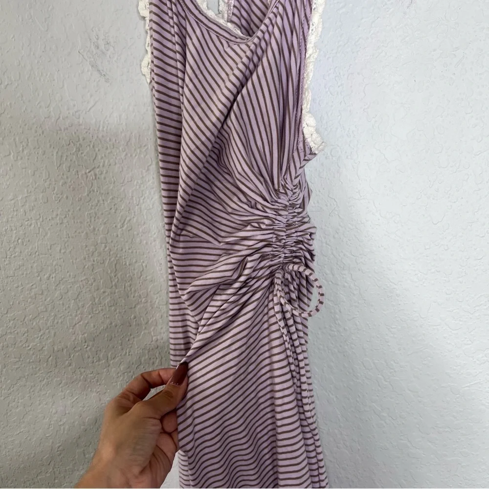 Anthropologie Daily Practice Midi Dress Women’s XS Stripe Game Time Ruched B24 - Picture 4 of 13